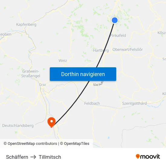 Schäffern to Tillmitsch map