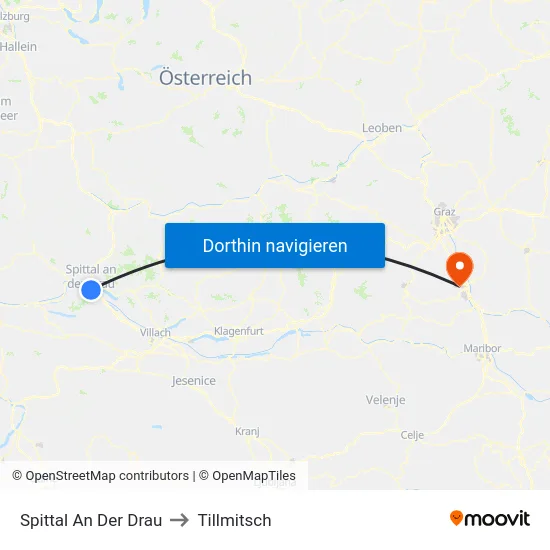 Spittal An Der Drau to Tillmitsch map