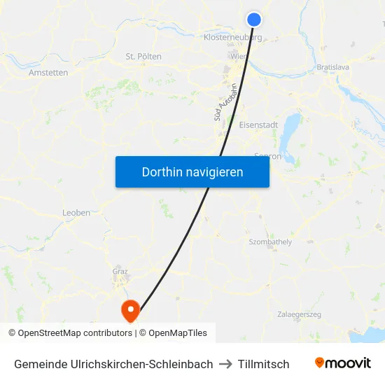 Gemeinde Ulrichskirchen-Schleinbach to Tillmitsch map