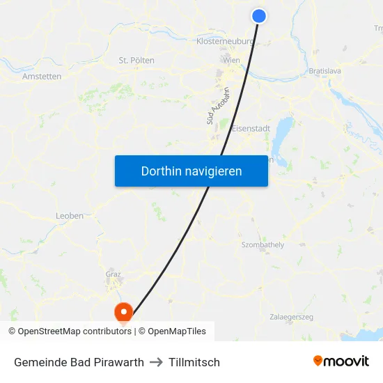 Gemeinde Bad Pirawarth to Tillmitsch map