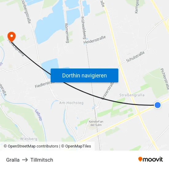 Gralla to Tillmitsch map