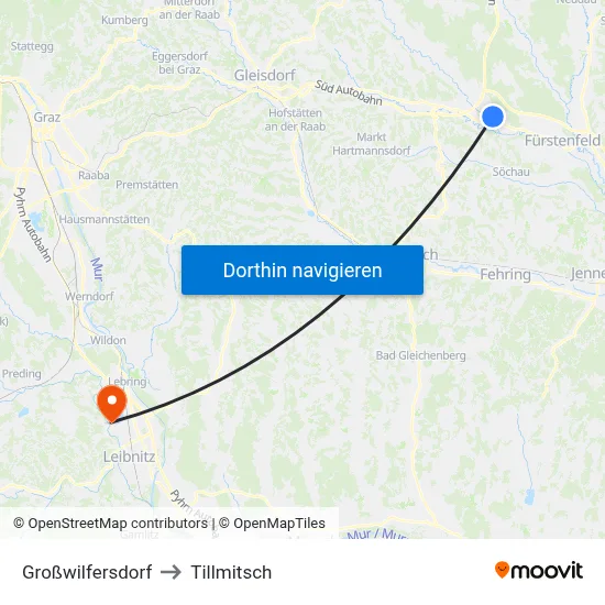 Großwilfersdorf to Tillmitsch map