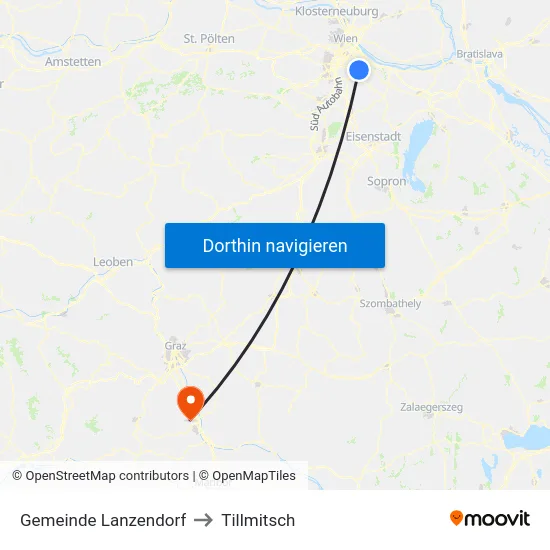 Gemeinde Lanzendorf to Tillmitsch map