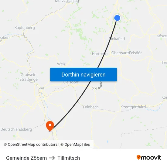 Gemeinde Zöbern to Tillmitsch map