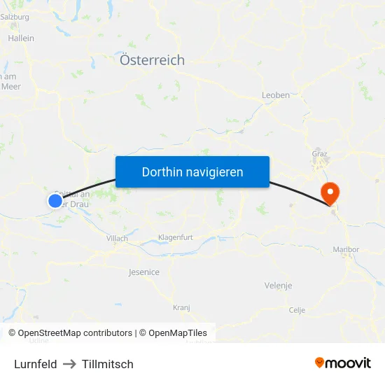 Lurnfeld to Tillmitsch map