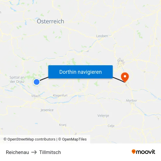 Reichenau to Tillmitsch map