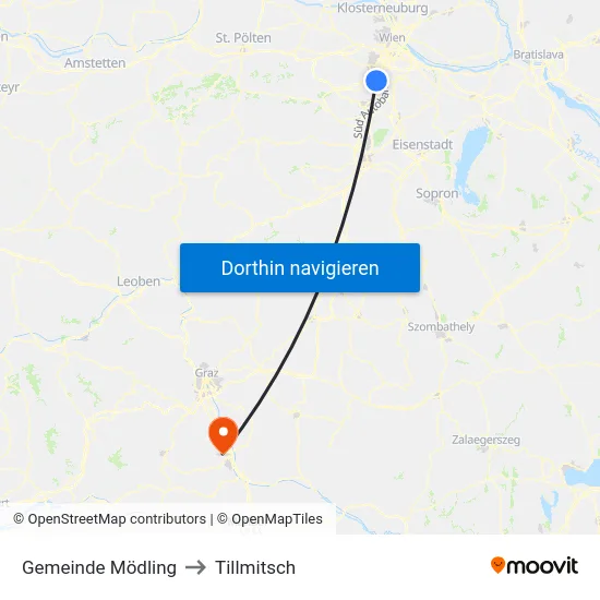 Gemeinde Mödling to Tillmitsch map