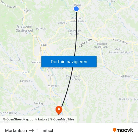 Mortantsch to Tillmitsch map
