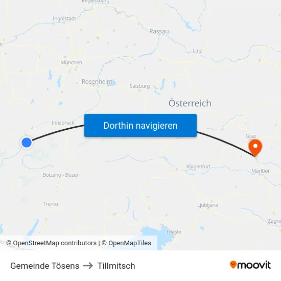 Gemeinde Tösens to Tillmitsch map