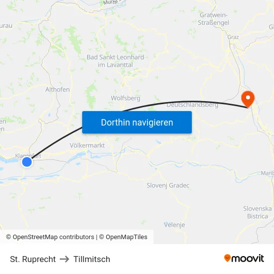 St. Ruprecht to Tillmitsch map