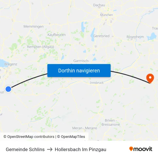 Gemeinde Schlins to Hollersbach Im Pinzgau map