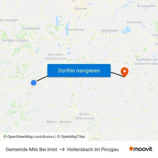 Gemeinde Mils Bei Imst to Hollersbach Im Pinzgau map
