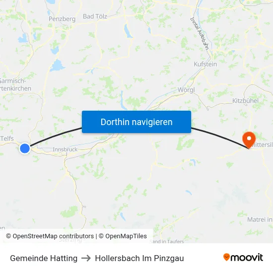 Gemeinde Hatting to Hollersbach Im Pinzgau map