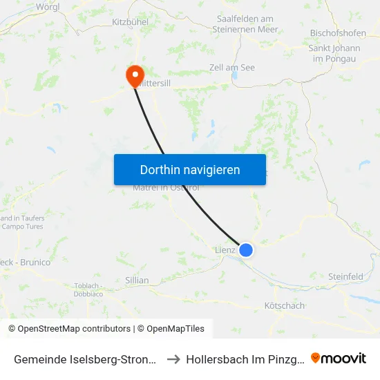 Gemeinde Iselsberg-Stronach to Hollersbach Im Pinzgau map