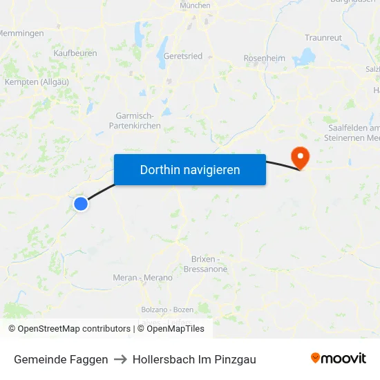 Gemeinde Faggen to Hollersbach Im Pinzgau map
