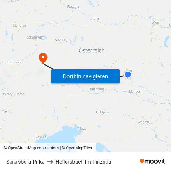 Seiersberg-Pirka to Hollersbach Im Pinzgau map