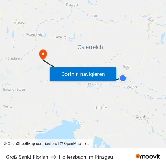 Groß Sankt Florian to Hollersbach Im Pinzgau map