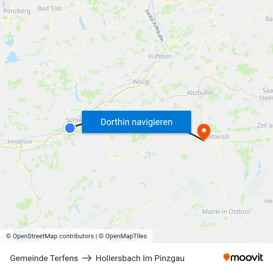 Gemeinde Terfens to Hollersbach Im Pinzgau map