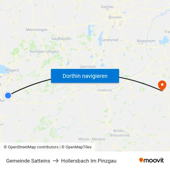 Gemeinde Satteins to Hollersbach Im Pinzgau map