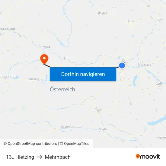 13., Hietzing to Mehrnbach map