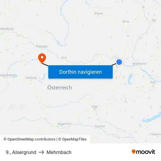9., Alsergrund to Mehrnbach map