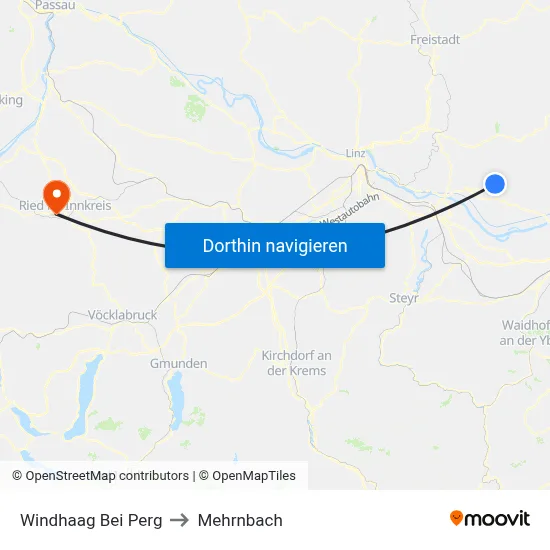 Windhaag Bei Perg to Mehrnbach map