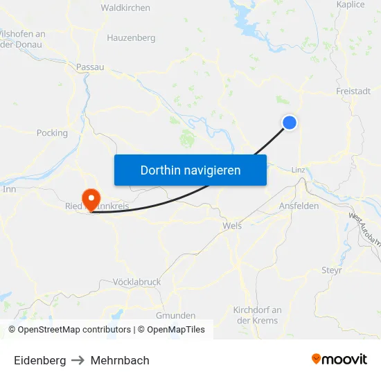Eidenberg to Mehrnbach map