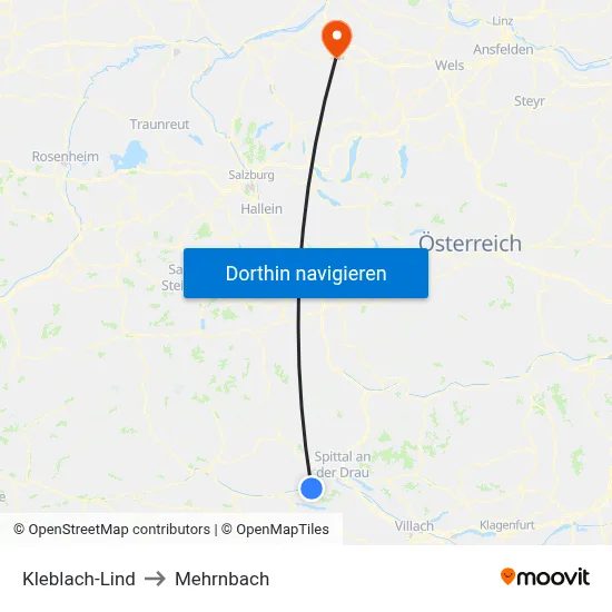 Kleblach-Lind to Mehrnbach map