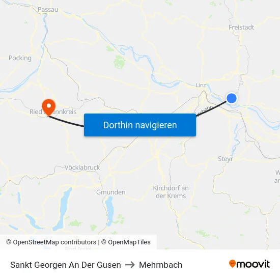 Sankt Georgen An Der Gusen to Mehrnbach map