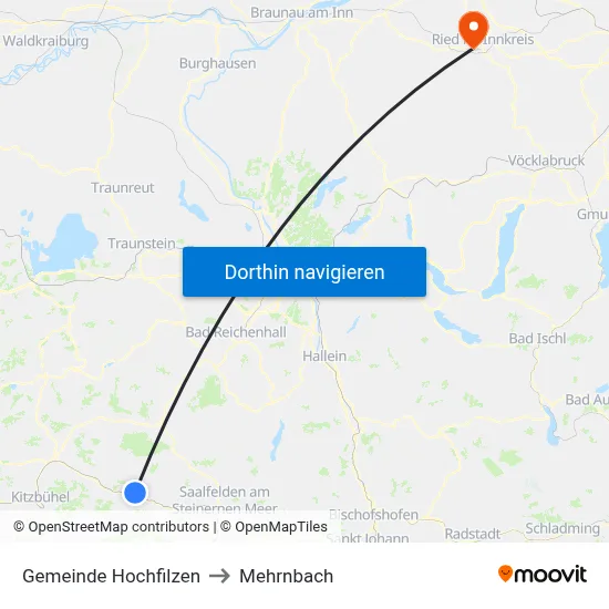 Gemeinde Hochfilzen to Mehrnbach map