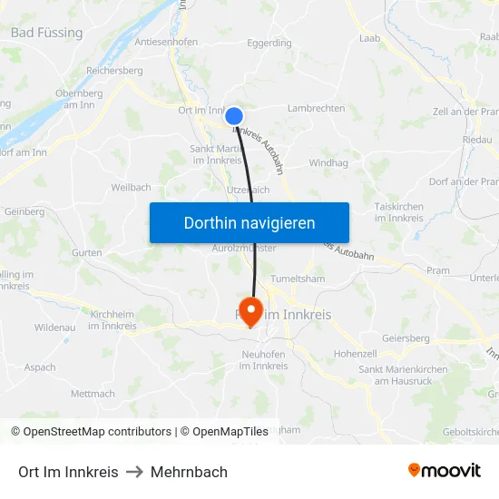 Ort Im Innkreis to Mehrnbach map