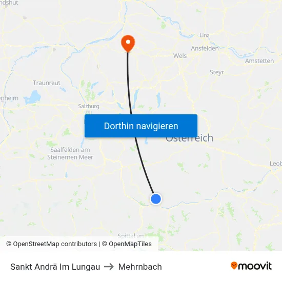 Sankt Andrä Im Lungau to Mehrnbach map