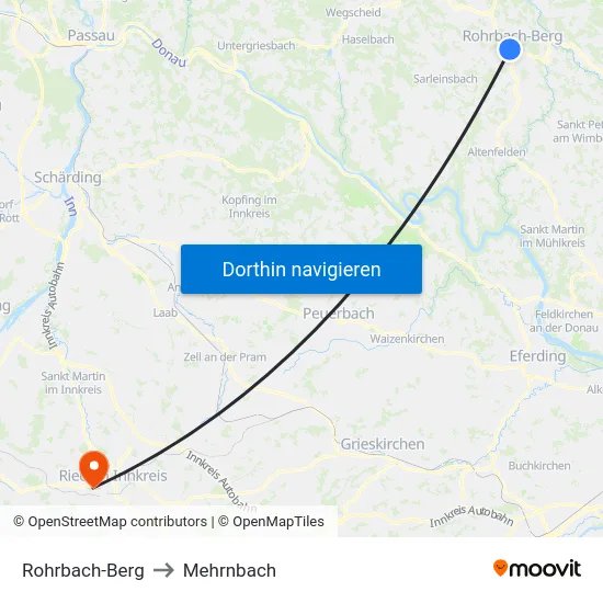 Rohrbach-Berg to Mehrnbach map