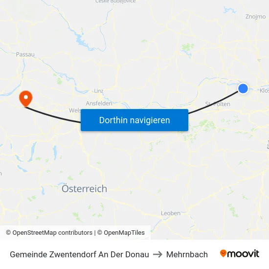 Gemeinde Zwentendorf An Der Donau to Mehrnbach map