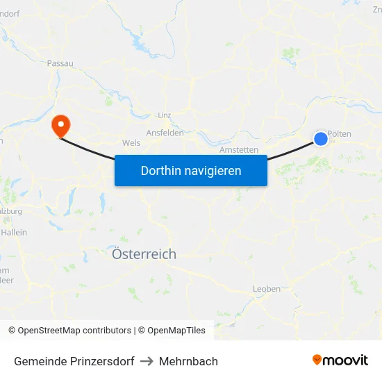 Gemeinde Prinzersdorf to Mehrnbach map