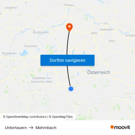 Untertauern to Mehrnbach map