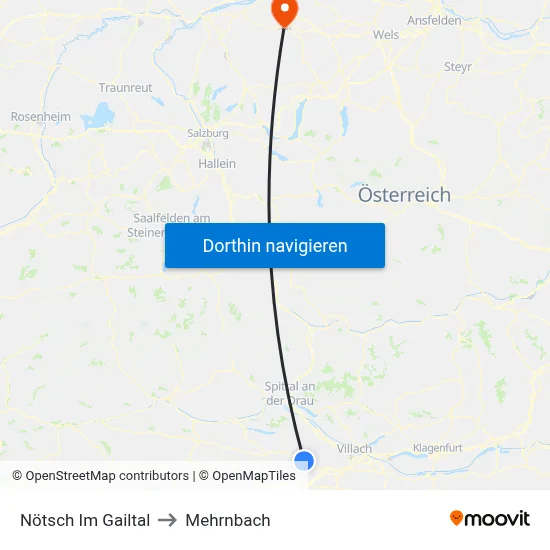 Nötsch Im Gailtal to Mehrnbach map