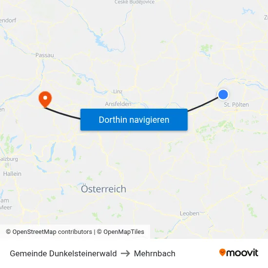 Gemeinde Dunkelsteinerwald to Mehrnbach map