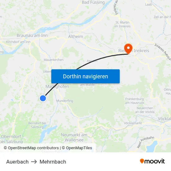 Auerbach to Mehrnbach map