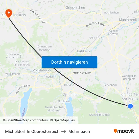 Micheldorf In Oberösterreich to Mehrnbach map