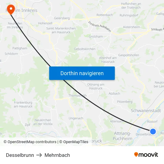 Desselbrunn to Mehrnbach map