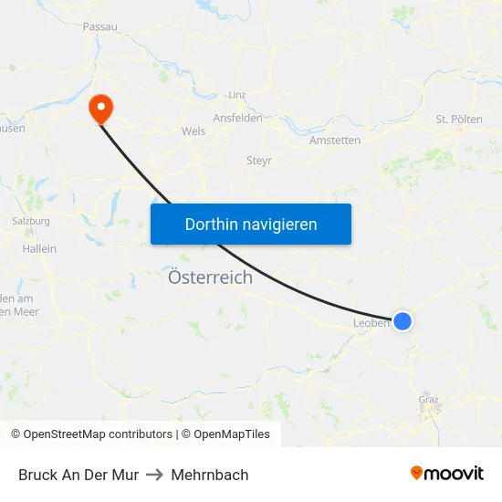 Bruck An Der Mur to Mehrnbach map
