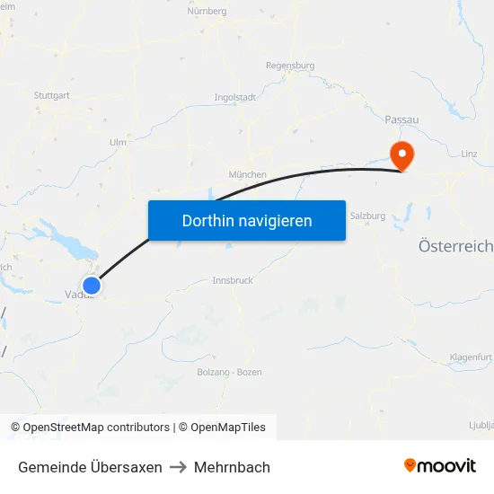 Gemeinde Übersaxen to Mehrnbach map