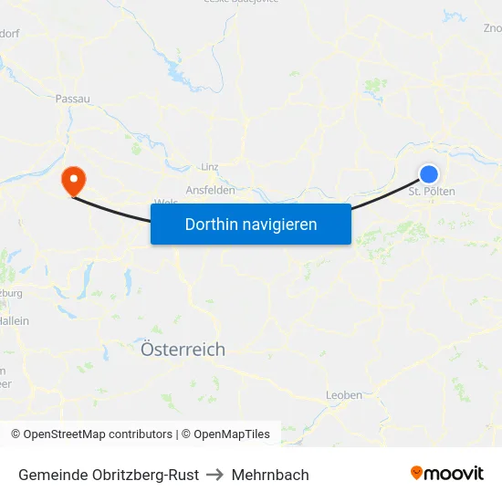 Gemeinde Obritzberg-Rust to Mehrnbach map