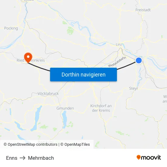 Enns to Mehrnbach map