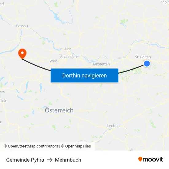 Gemeinde Pyhra to Mehrnbach map