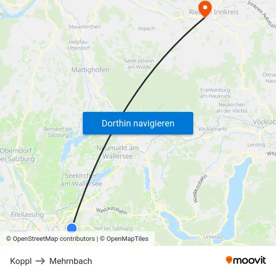 Koppl to Mehrnbach map