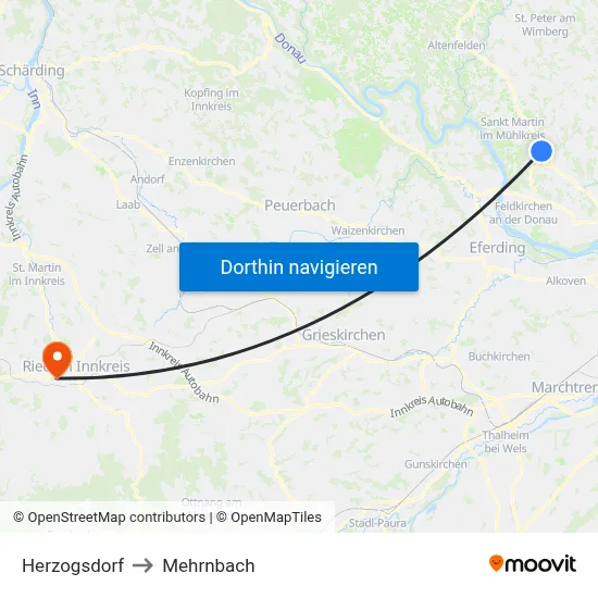 Herzogsdorf to Mehrnbach map