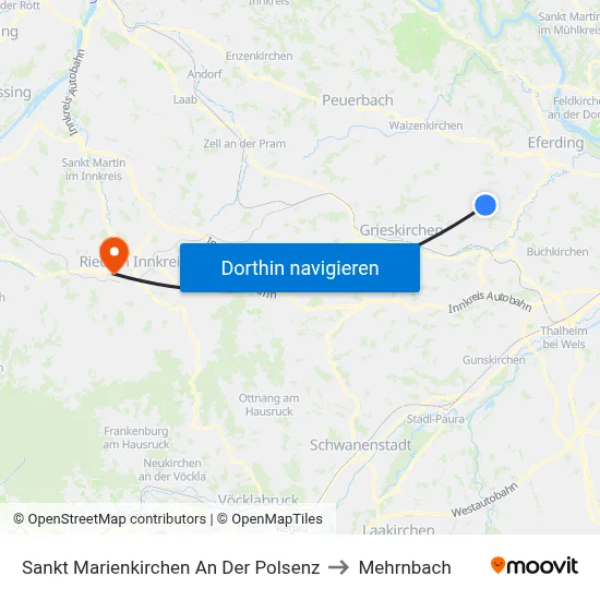 Sankt Marienkirchen An Der Polsenz to Mehrnbach map