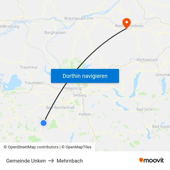 Gemeinde Unken to Mehrnbach map